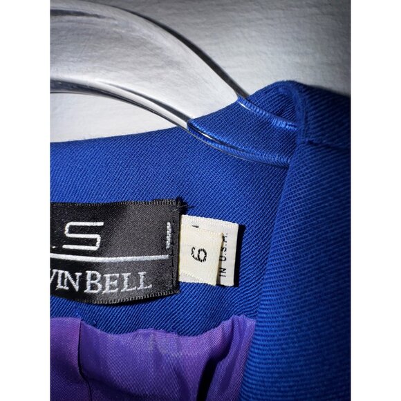 Vintage Royal Blue Dress Coat Size 6 Office Sexy Blazer New Wave Boss Royal Punk - Picture 8 of 9